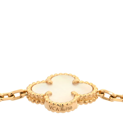 Van Cleef & Arpels 18K Yellow Gold Mother of Pearl 5 Motifs Vintage Alhambra Bracelet 4 of 5