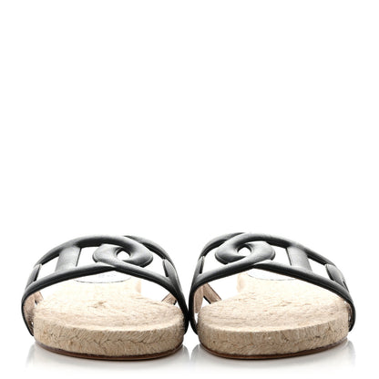 Hermes Nappa Famosa Espadrille Sandals 38 Black 2 of 8