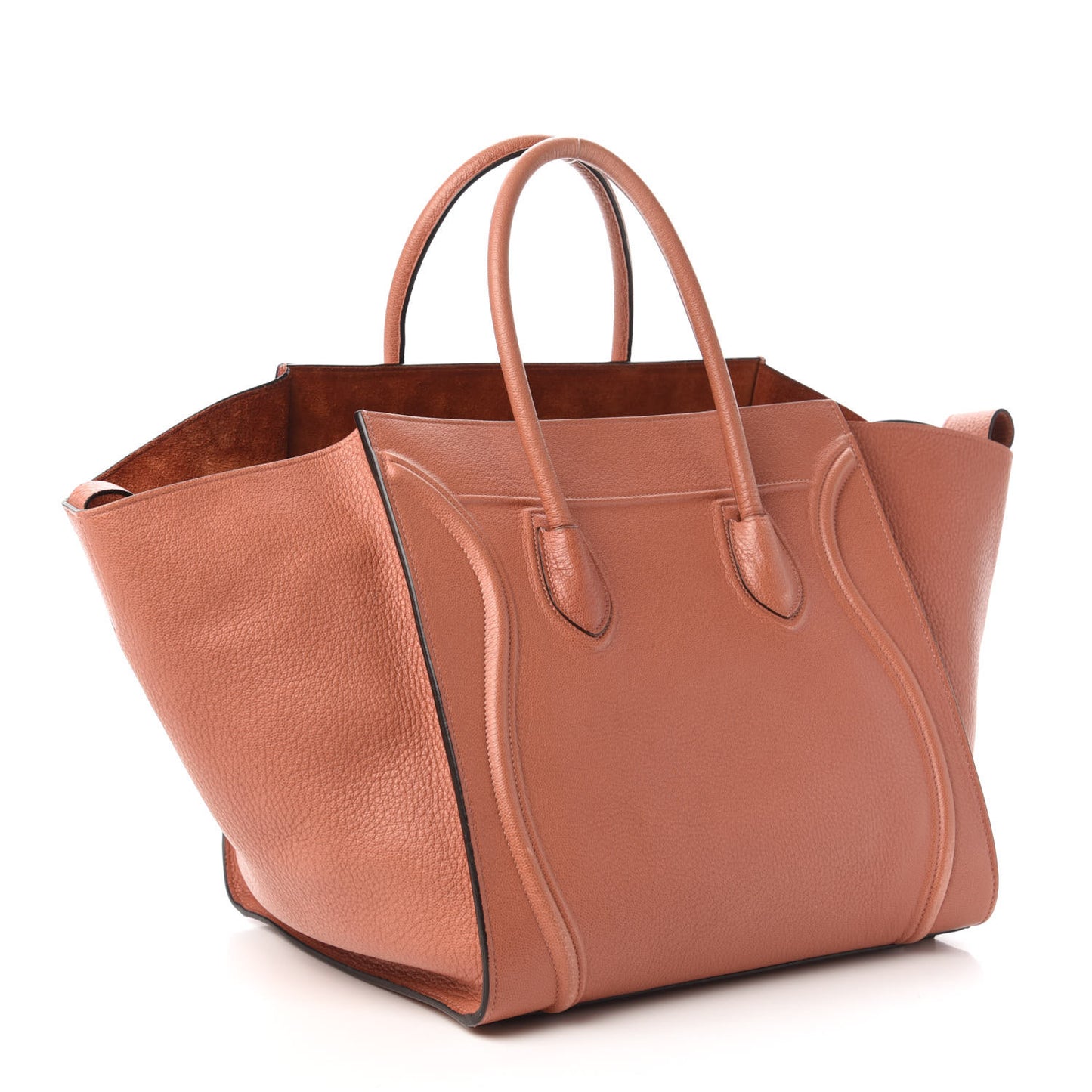 Shiny Grained Calfskin Medium Phantom Luggage Terracotta