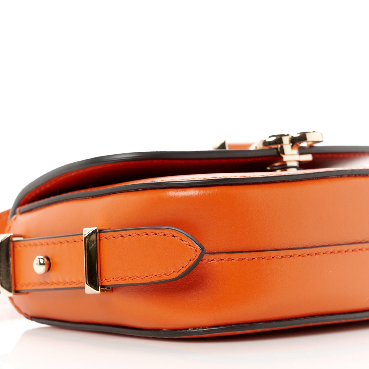 Shiny Calfskin Varenne Satchel Amber Orange