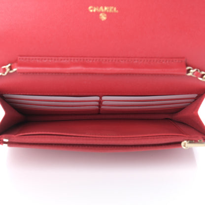 Chanel Caviar Quilted Wallet On Chain WOC Red 4 of 9