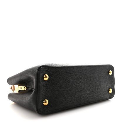 Louis Vuitton Taurillon Capucines MM Black Beige Red 4 of 9