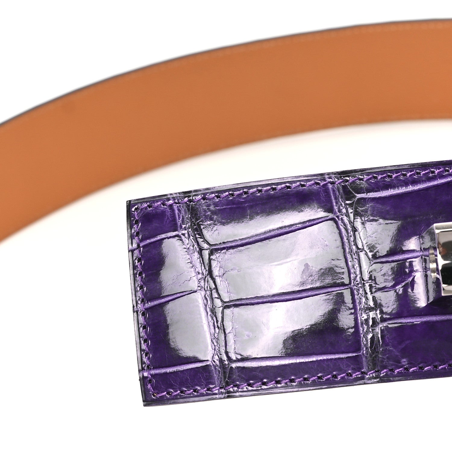 Hermes Shiny Porosus Crocodile Collier De Chien CDC Belt 90 36 Ultraviolet 5 of 5