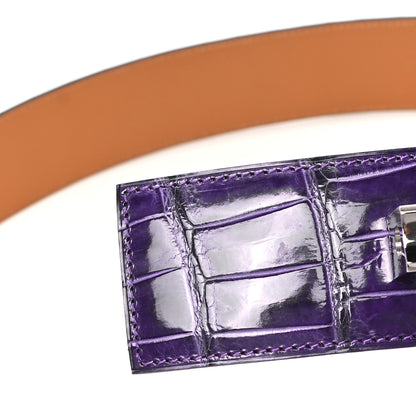 Hermes Shiny Porosus Crocodile Collier De Chien CDC Belt 90 36 Ultraviolet 5 of 5
