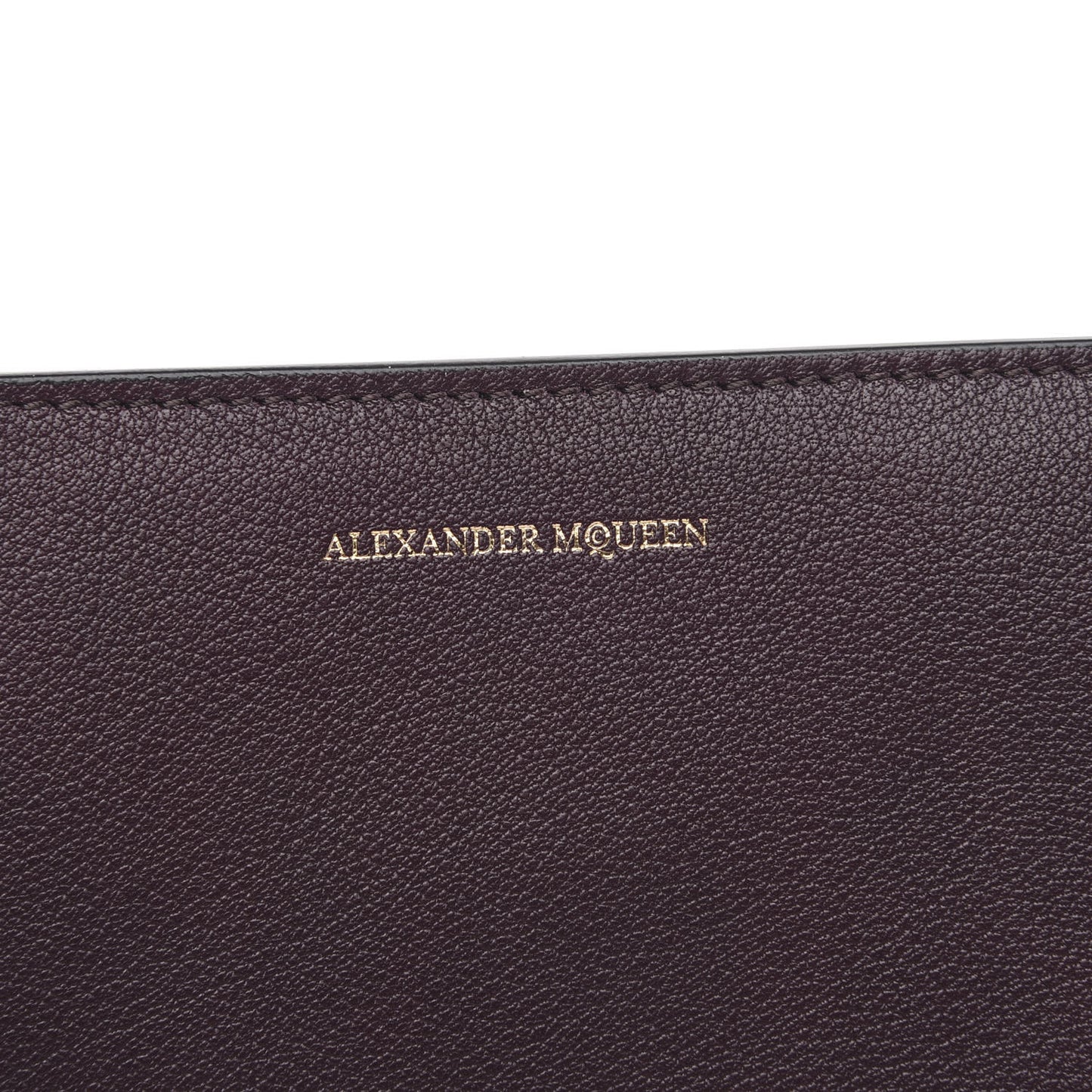 Grained Calfskin Twin Skull Chain Crossbody Burgundy