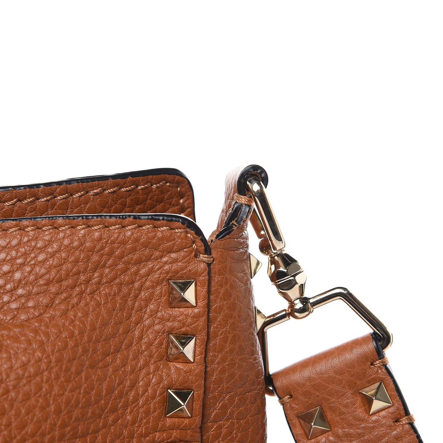 Pebbled Calfskin Large Rockstud Flip-Lock Messenger Bag Light Cuir