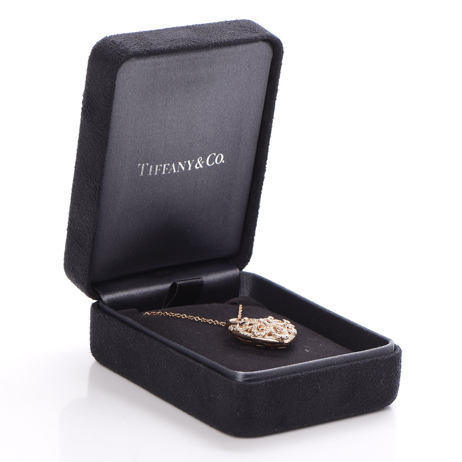Tiffany 18K Rose Gold Diamond Multistone Filigree Heart Pendant Necklace 7 of 7