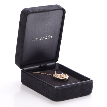 Tiffany 18K Rose Gold Diamond Multistone Filigree Heart Pendant Necklace 7 of 7