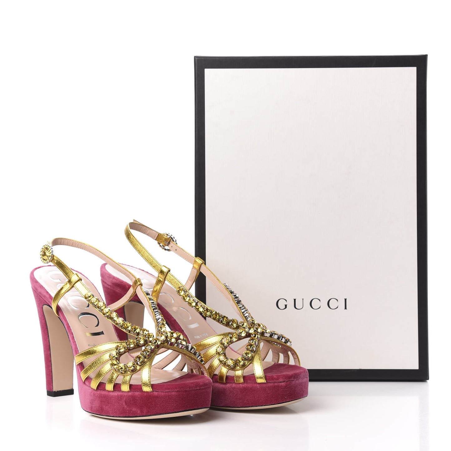 Velvet Nappa Crystal Zephyra Slingback Platform High Heel Sandals 39 Pink Gold