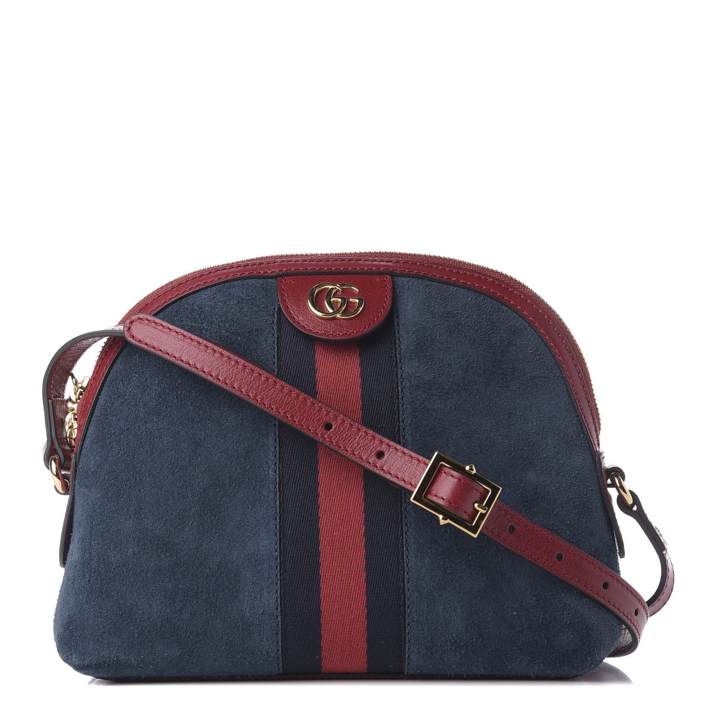 Suede Calfskin Web Small Ophidia Dome Shoulder Bag New Blue Romantic Cherry