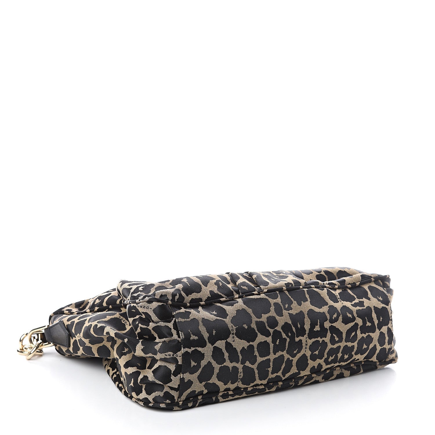 Fendi Jacquard Leopard Print Mia Shoulder Bag Taupe Black 3 of 8