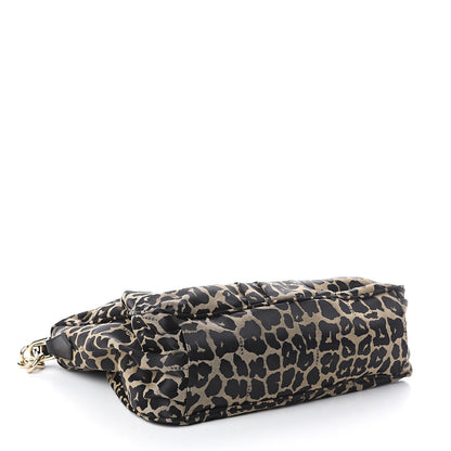 Fendi Jacquard Leopard Print Mia Shoulder Bag Taupe Black 3 of 8