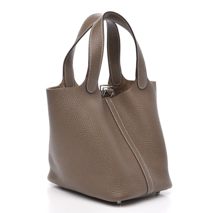 Hermes Taurillon Clemence Picotin Lock 18 PM Etoupe 3 of 11