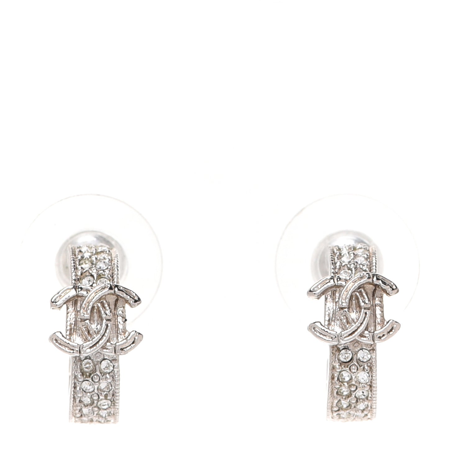Crystal CC Hoop Earrings Silver