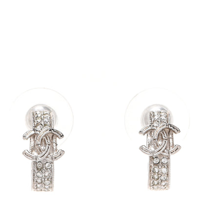 Chanel Crystal CC Hoop Earrings Silver 1 of 5
