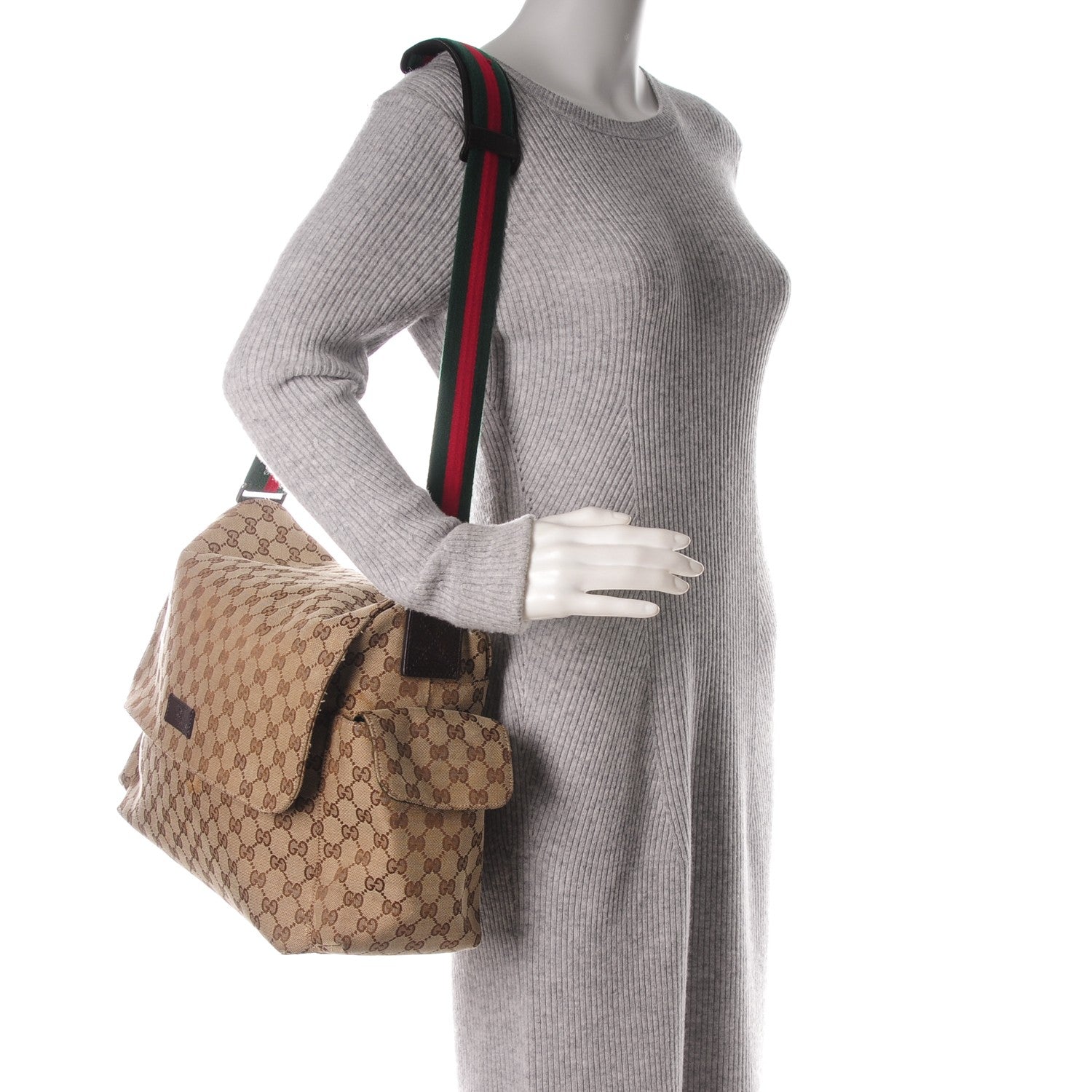 Gucci Monogram Web Messenger Diaper Bag Brown 2 of 12