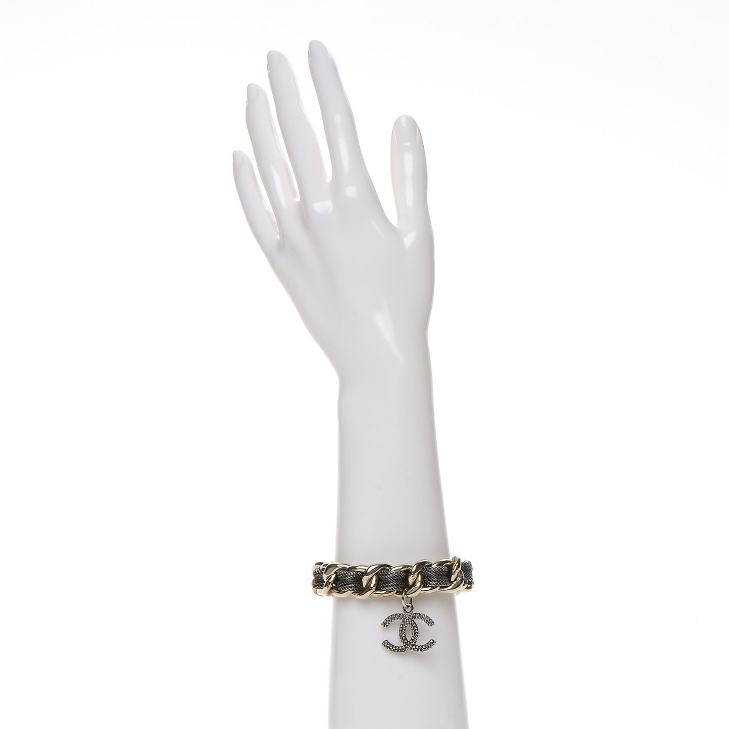 Ruthenium Mesh CC Chain Bracelet Light Gold