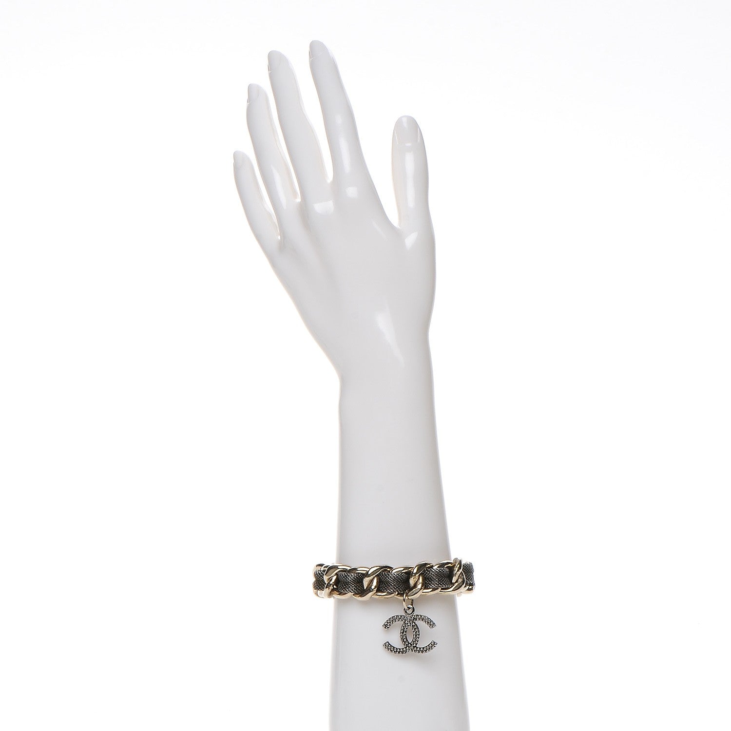 Chanel Ruthenium Mesh CC Chain Bracelet Light Gold 2 of 6