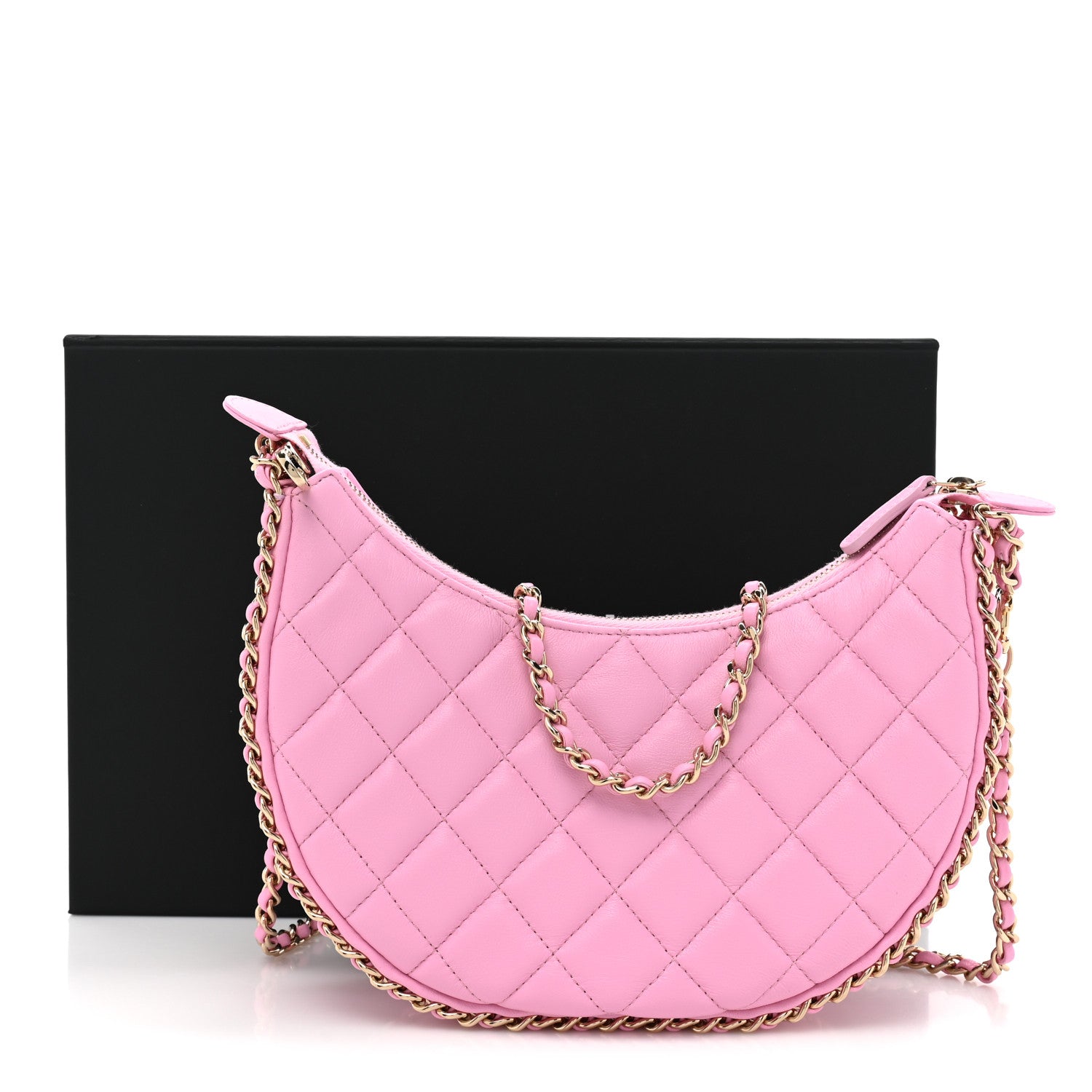 Chanel Lambskin Quilted Chain Around Hobo Pink 11 of 11