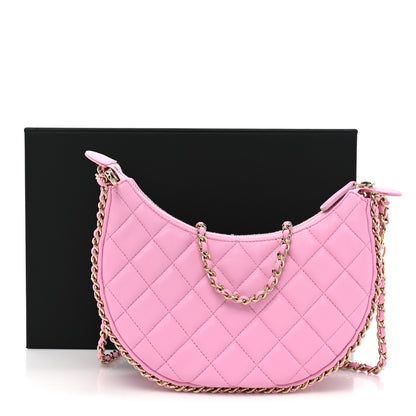 Chanel Lambskin Quilted Chain Around Hobo Pink 11 of 11