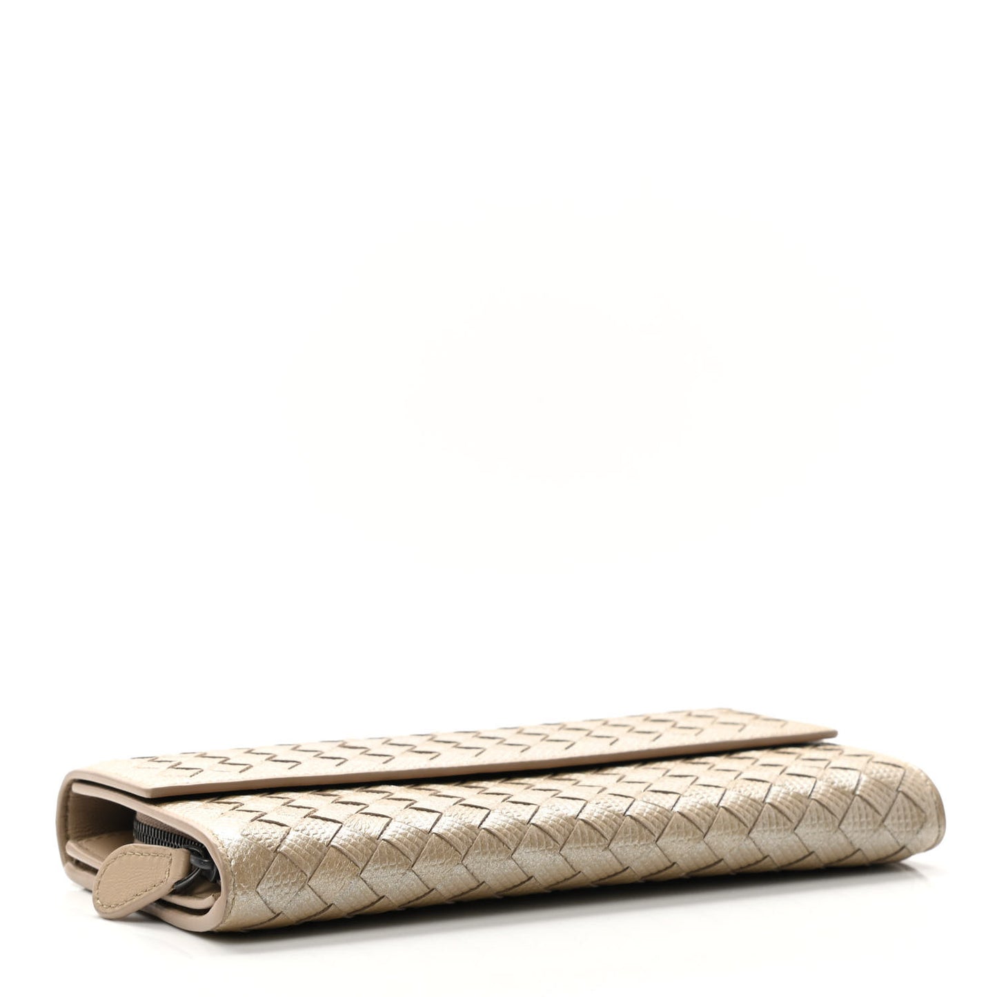 Metallic Nappa Intrecciato Continental Flap Wallet Beige