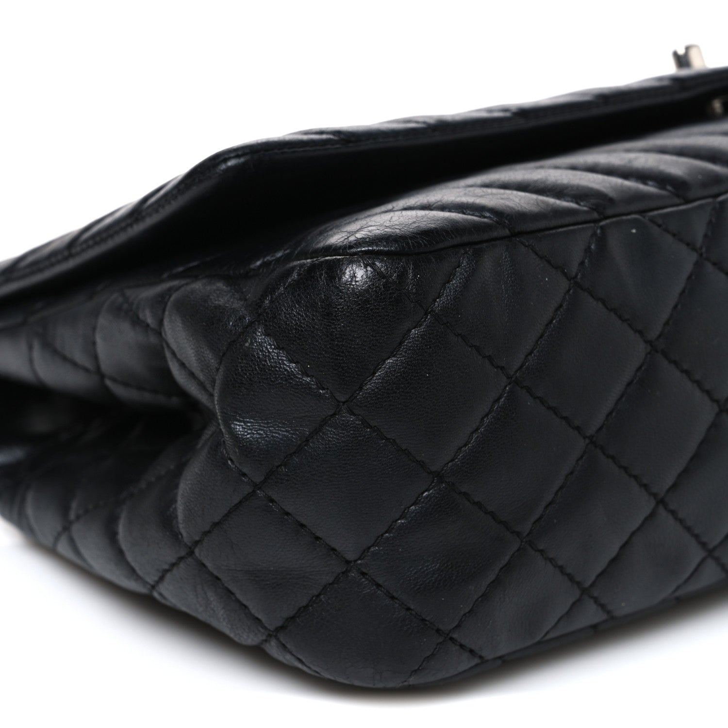 Chanel Lambskin Surpique Chevron Large Single Flap Black 9 of 10
