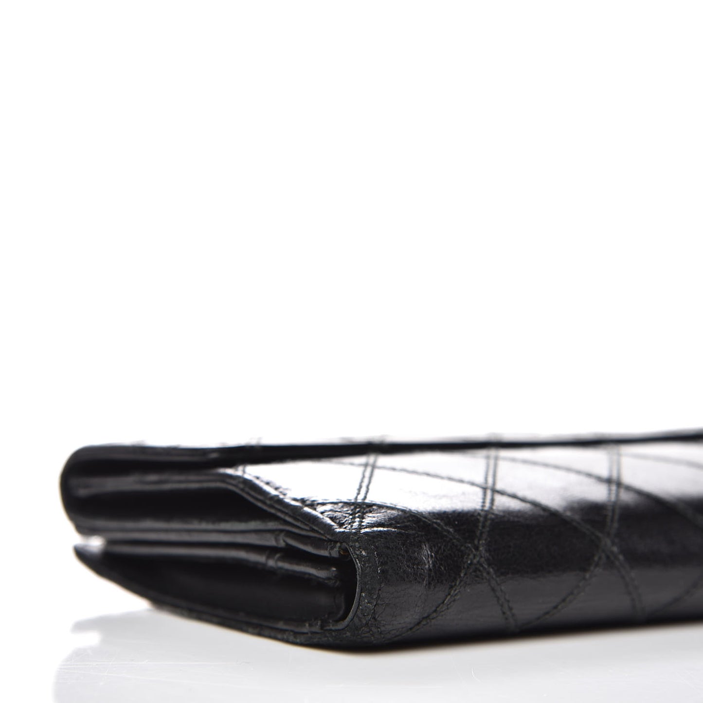 Lambskin Diamond Stitched Flap Wallet Black