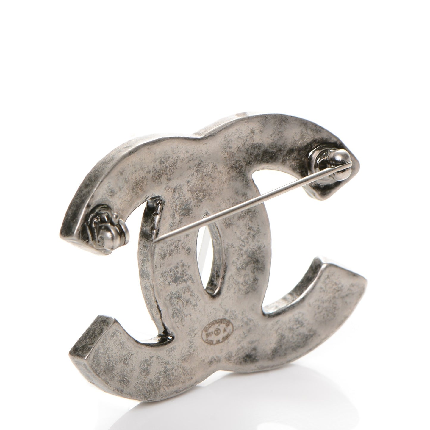 Enamel CC Brooch Ruthenium Blue Yellow