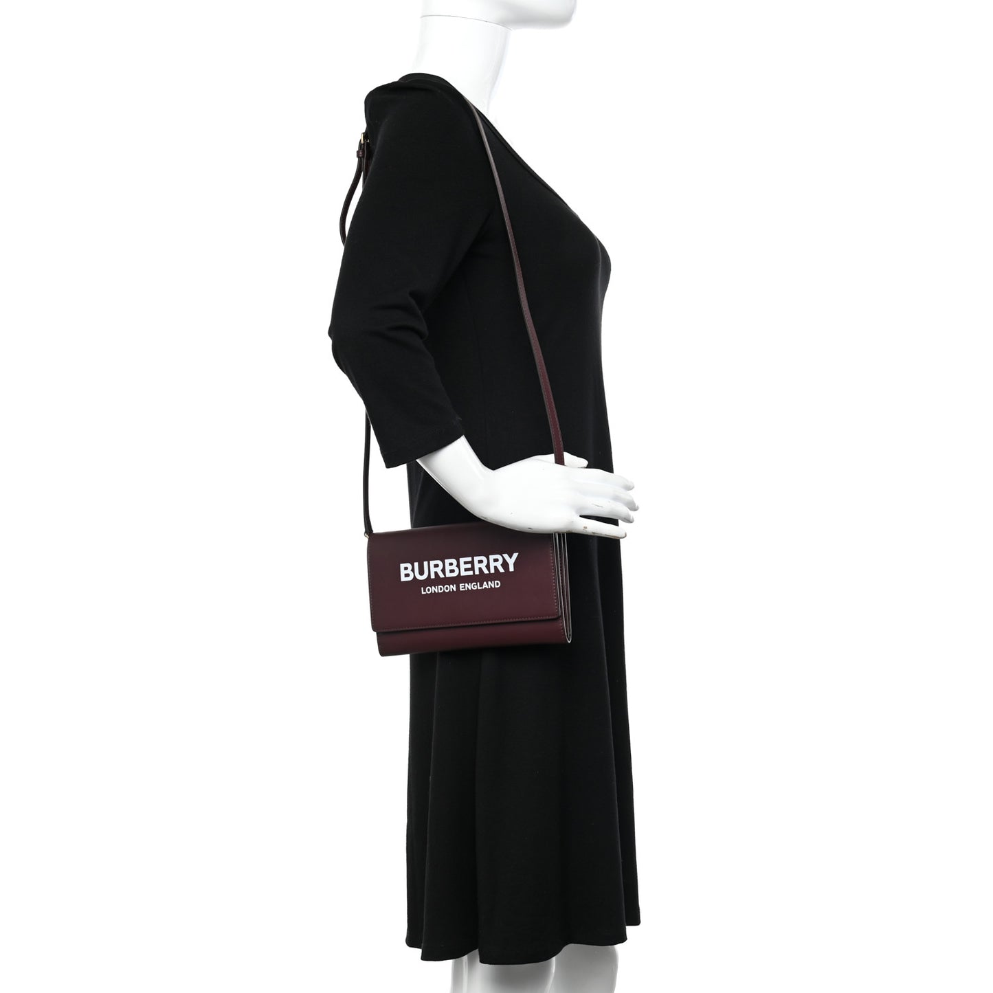 Calfskin Logo Hazelmere Wallet With Detachable Strap Deep Maroon