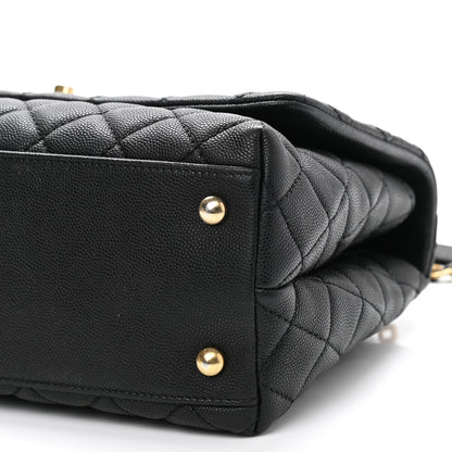 Chanel Caviar Lizard Embossed Quilted Small Coco Handle Flap Black 9 of 11