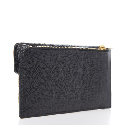 Saint Laurent Grain De Poudre Matelasse Chevron Monogram Compact Wallet Black 3 of 7