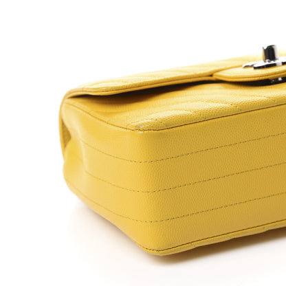 Chanel Caviar Chevron Quilted Mini Rectangular Flap Yellow 6 of 11
