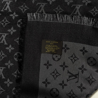 Louis Vuitton Silk Lurex Wool Monogram Shine Shawl Black 3 of 3