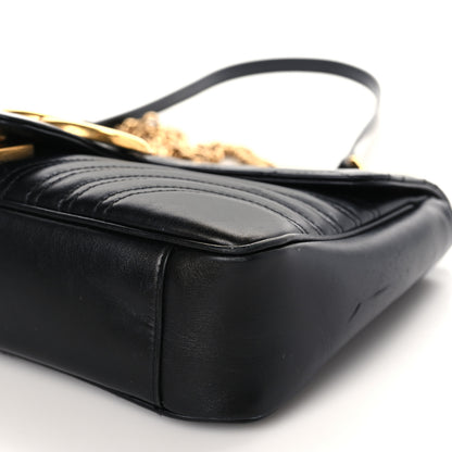Gucci Calfskin Matelasse Medium GG Marmont Shoulder Bag Black 9 of 9
