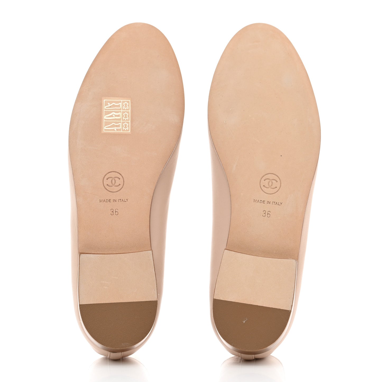 Lambskin Cap Toe CC Ballerina Flats 36 Beige