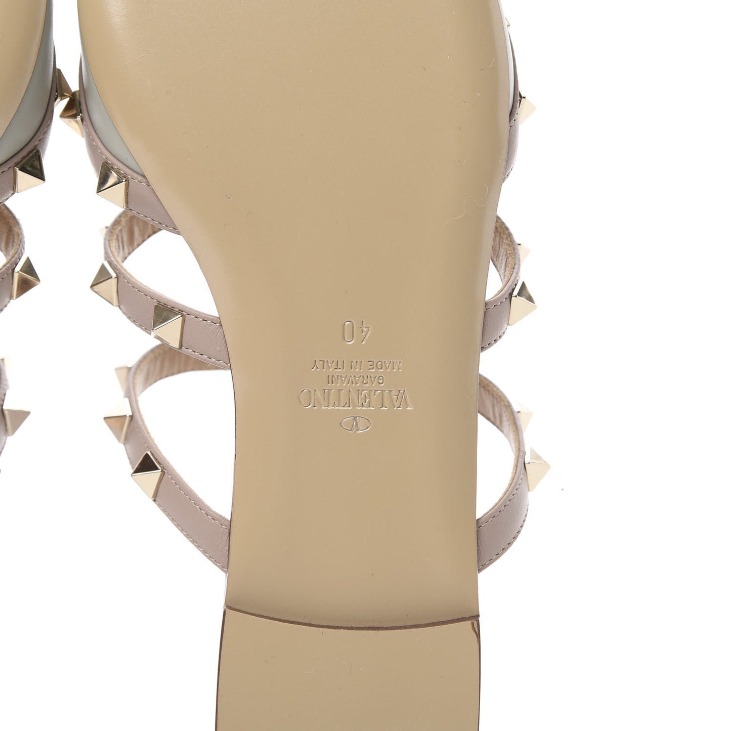 Nappa Rockstud Flat Cage Mules 40 Opal Grey Poudre
