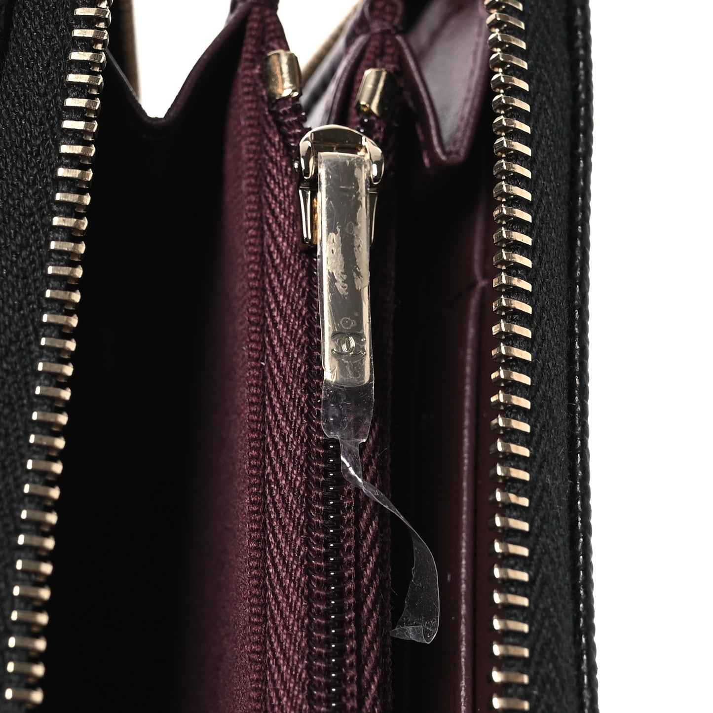Caviar Quilted Medium Zip Around Wallet Black