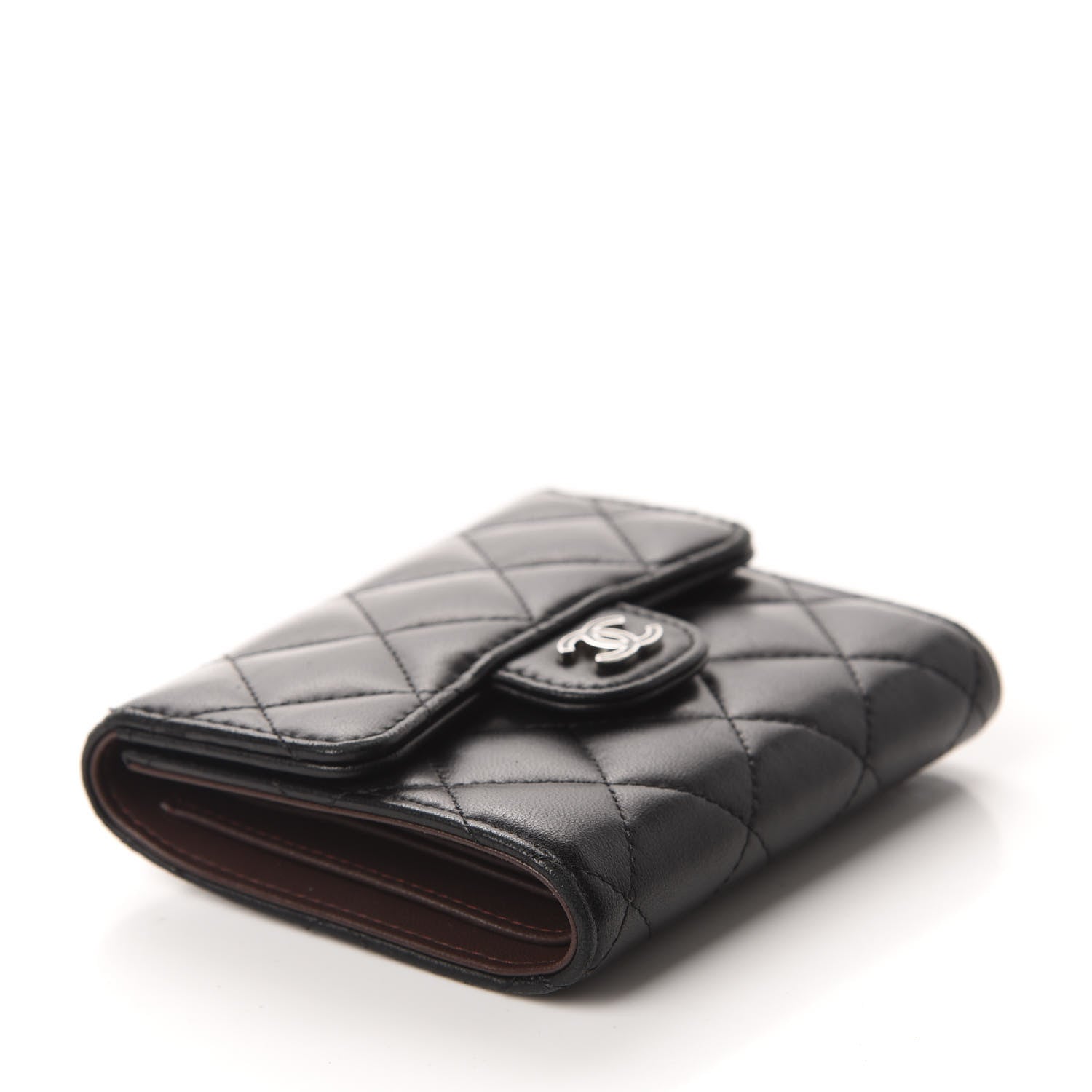 Chanel Lambskin Quilted Compact Flap Wallet Black 4 of 9