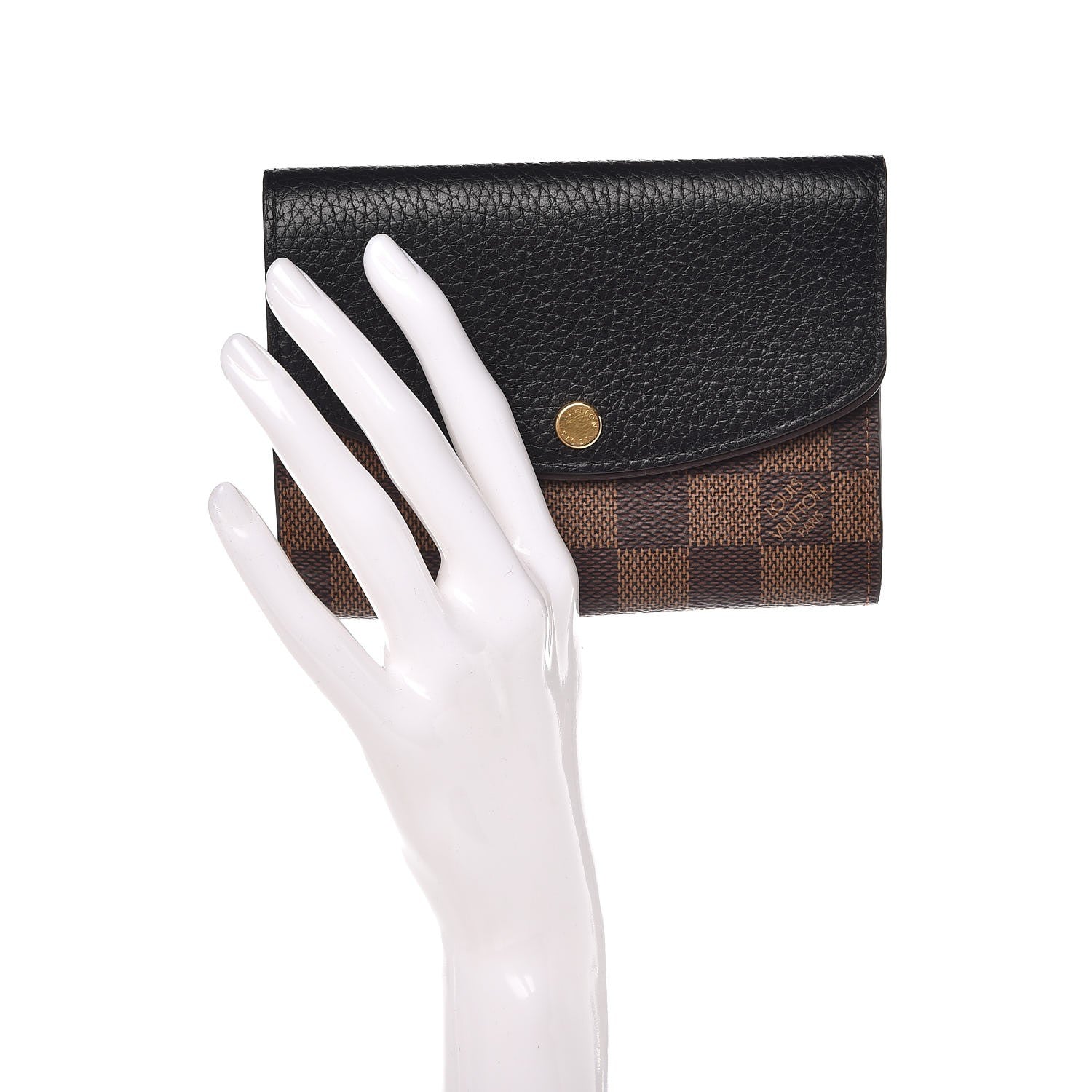 Louis Vuitton Damier Ebene Normandy Compact Wallet Black 2 of 7