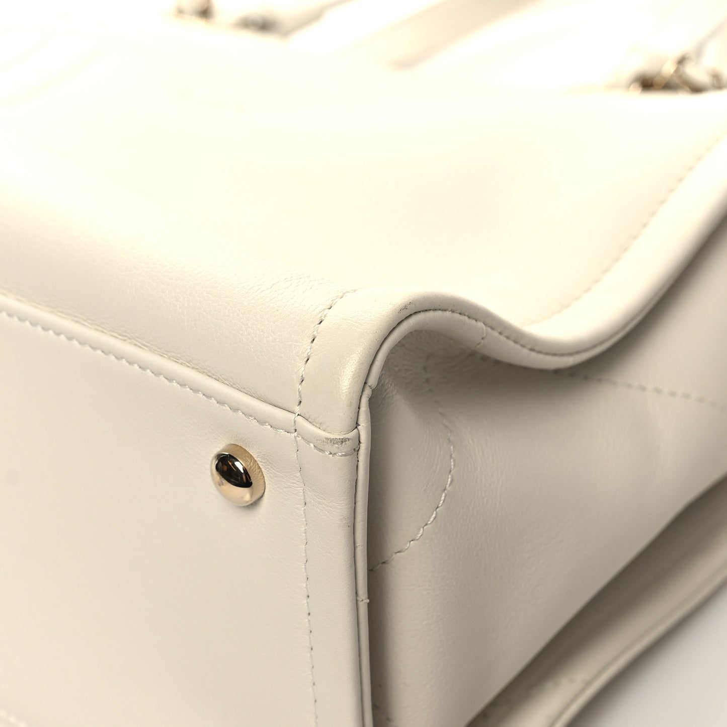 Calfskin CC Zipped Shopping Tote White