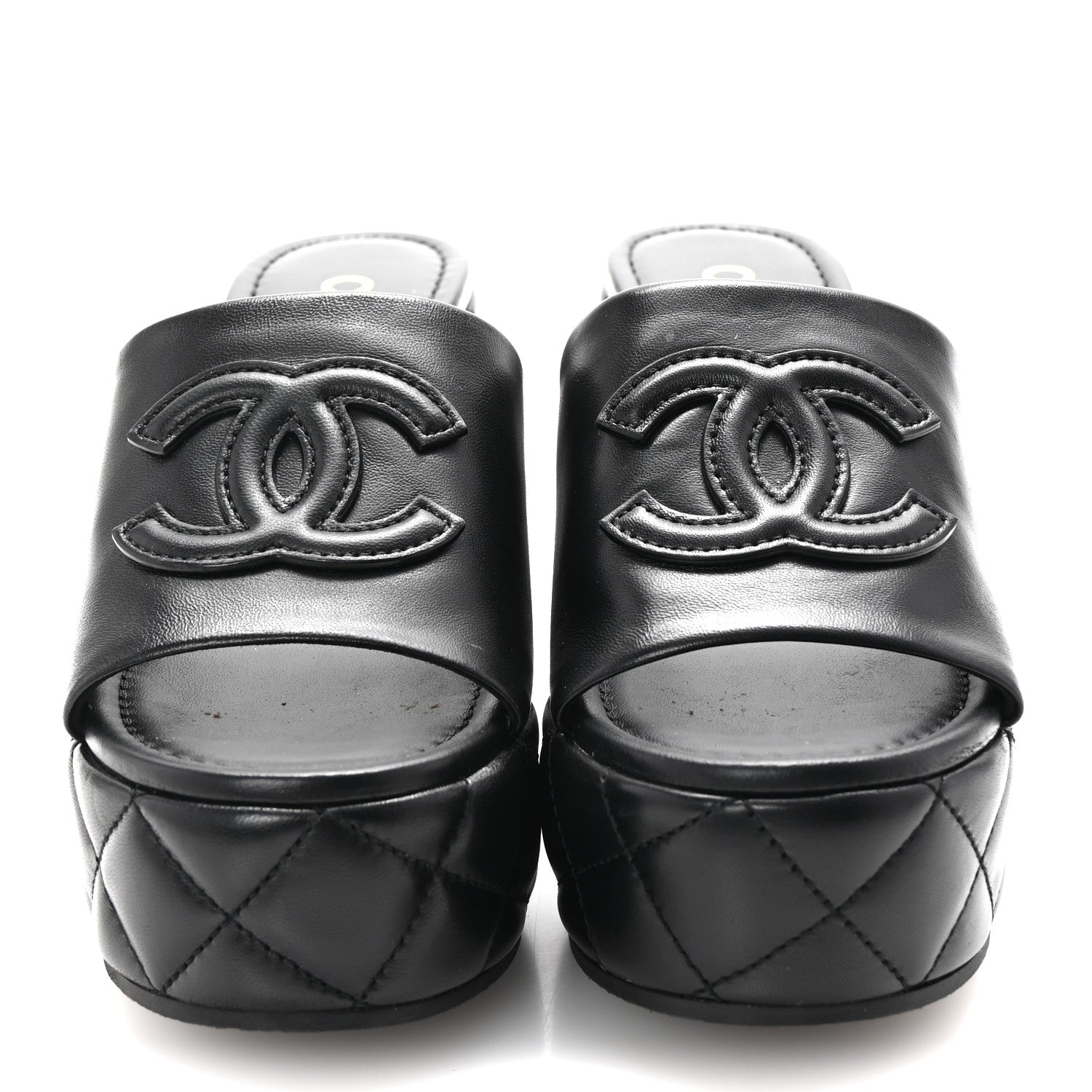 Chanel Lambskin Quilted CC Platform Mules 37 Black 3 of 11