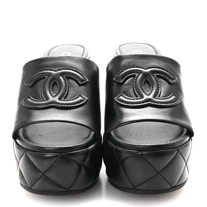 Chanel Lambskin Quilted CC Platform Mules 37 Black 3 of 11