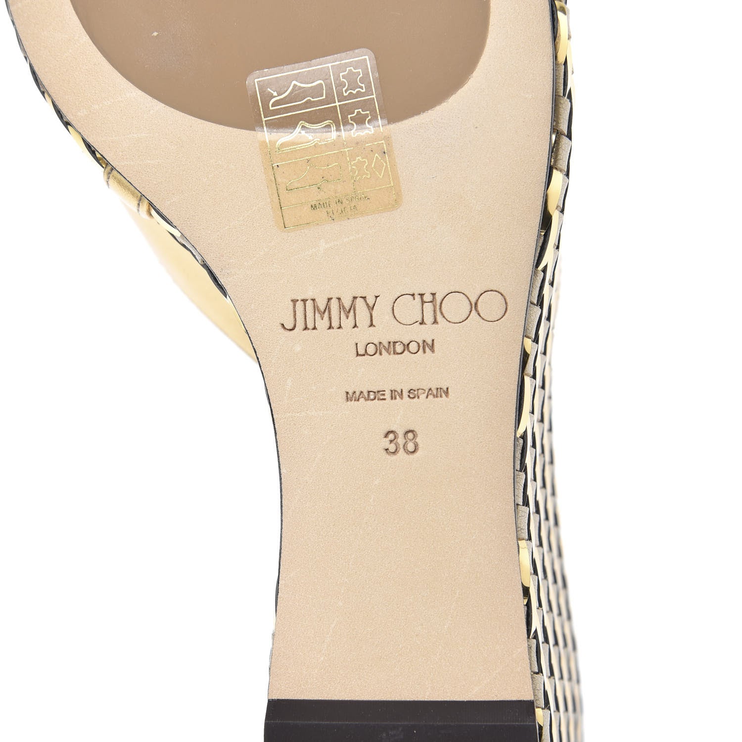 Jimmy Choo Metallic Nappa Woven Almer 80 Wedge Sandals 38 Gold 7 of 8