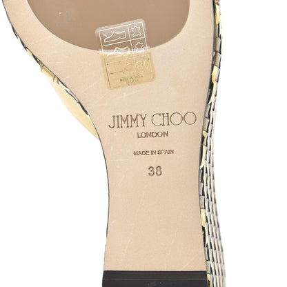 Jimmy Choo Metallic Nappa Woven Almer 80 Wedge Sandals 38 Gold 7 of 8
