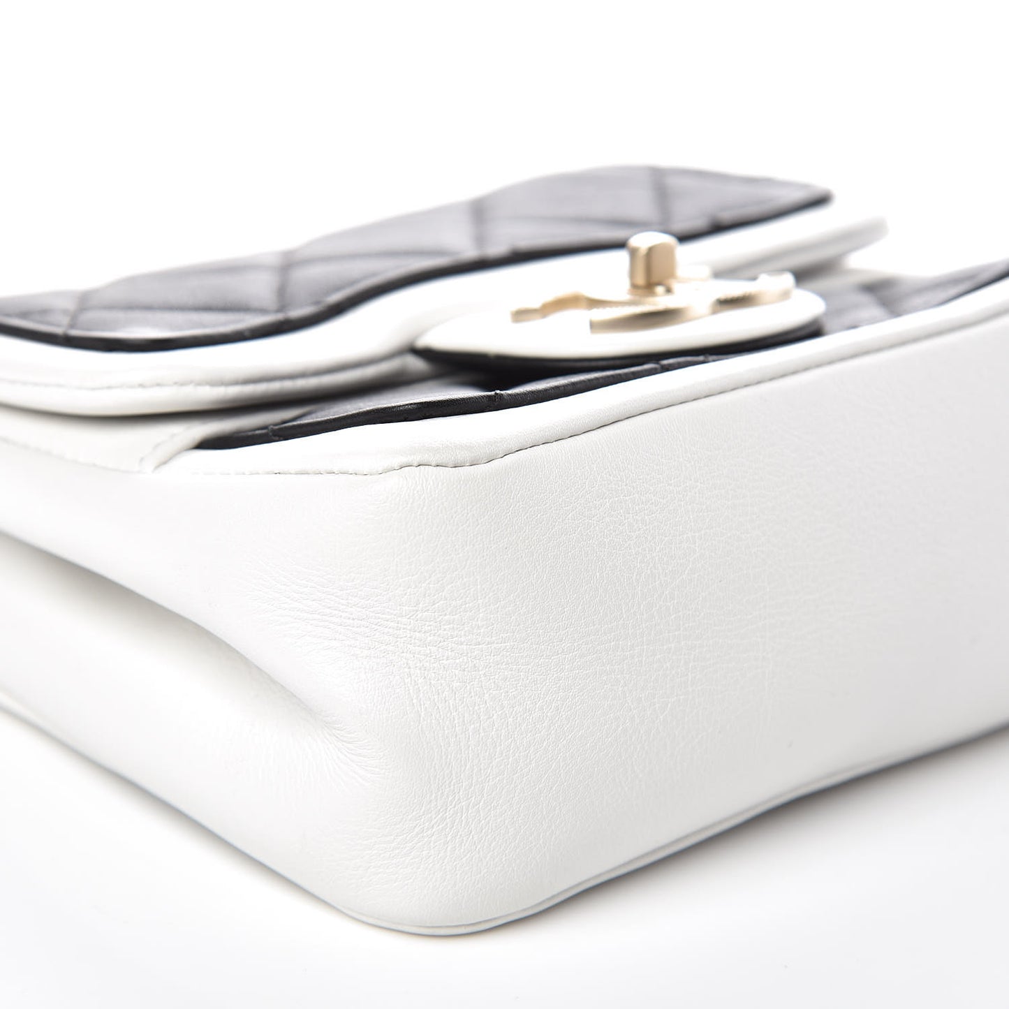 Lambskin Quilted Graphic Mini Flap Bag Black White