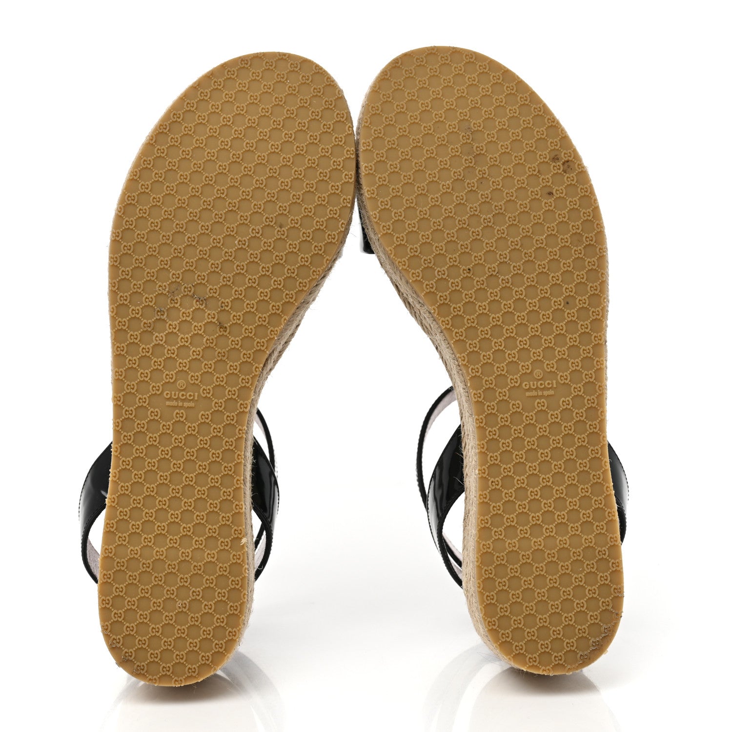 Gucci Patent Horsebit Espadrille Sandals 37 Black 5 of 9
