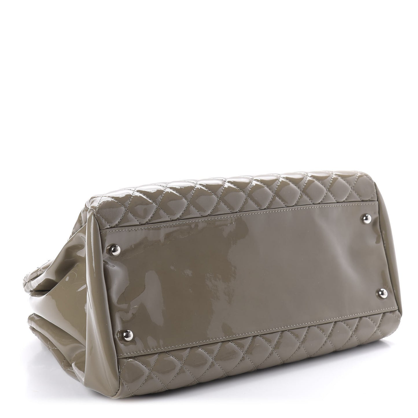 Patent Quilted Large Just Mademoiselle Bowling Bag Gris Fonce