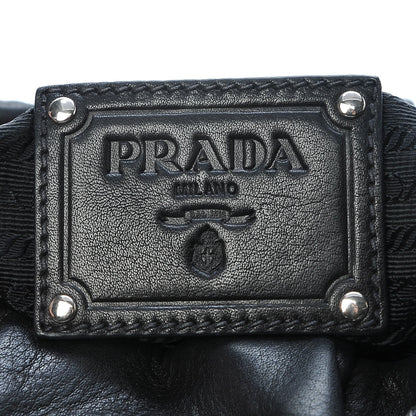 Prada Soft Calf Pleated Hobo Black 7 of 9