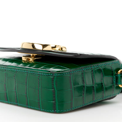 Chloe Calfskin Crocodile Embossed Mini C Double Carry Woodsy Green 11 of 11