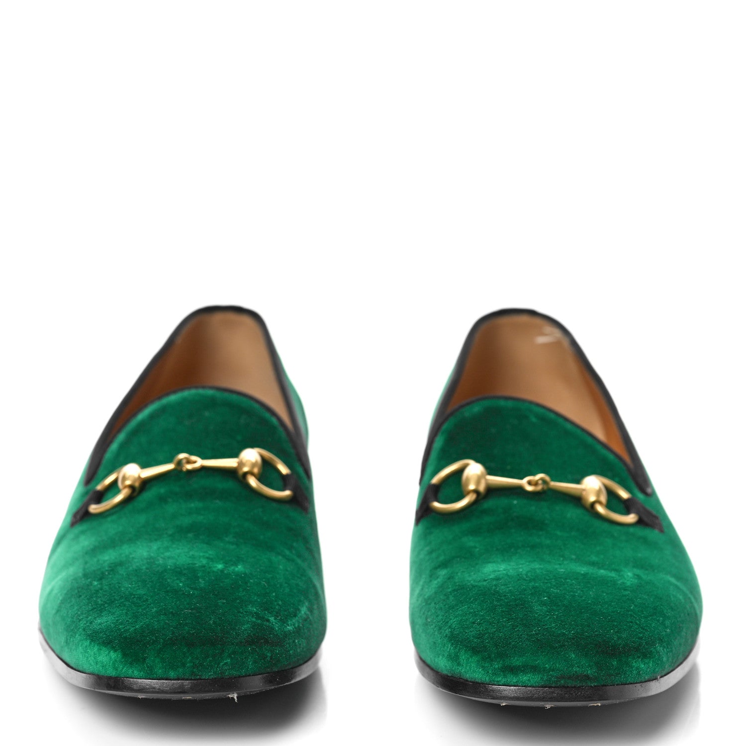 Gucci Softy Velvet Horsebit Mens Jordaan Loafers 9 Green Gemstone Black 2 of 11